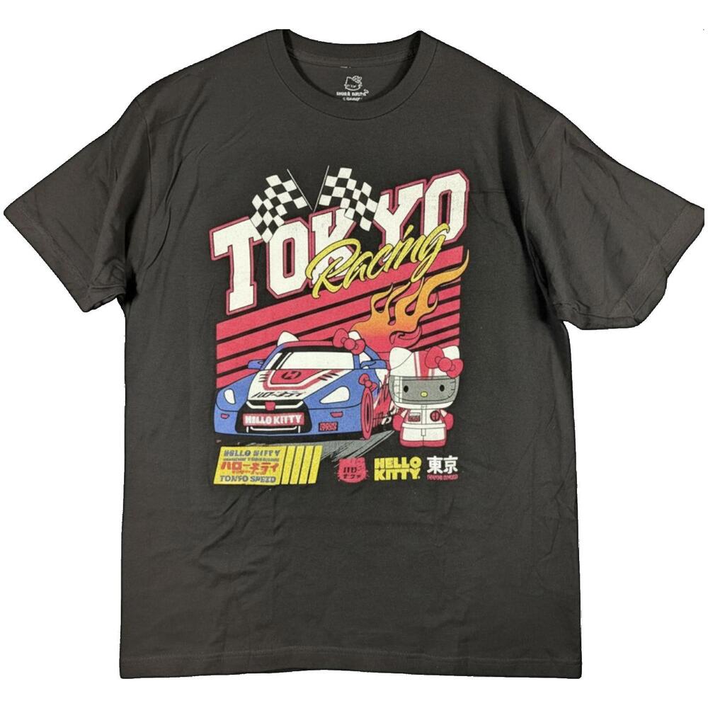 Hello Kitty Tokyo Racing Shirt Mens XL Black Cotton Graphic Tee Sanrio Japanese